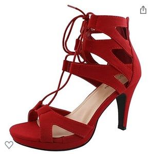 Lace Up Red Heels